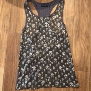 Sequin skull tank top